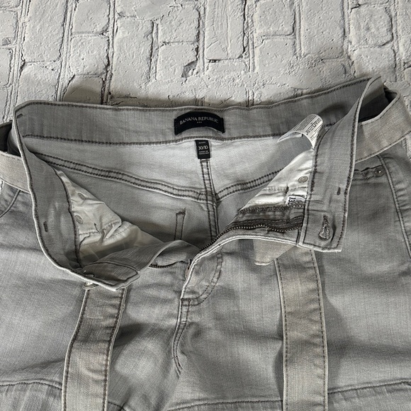 Banana Republic Gray Denim Jeans Tie High Waist Shorts Size 30 10P 10 Petite - Picture 5 of 14